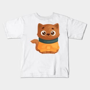 Little Cute Cat in a Warm Sweater and Scarf Kids T-Shirt